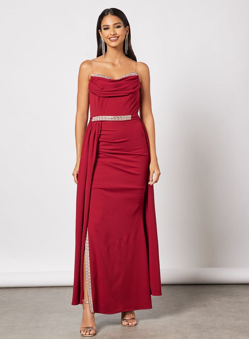 Zoey Strapless Cowl Neck Overlay Dress  - Image 1