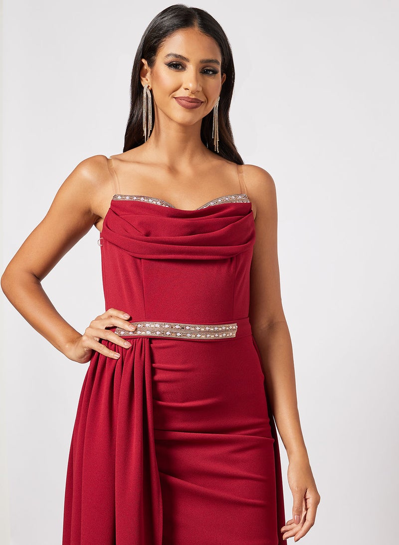 Zoey Strapless Cowl Neck Overlay Dress  - Image 3