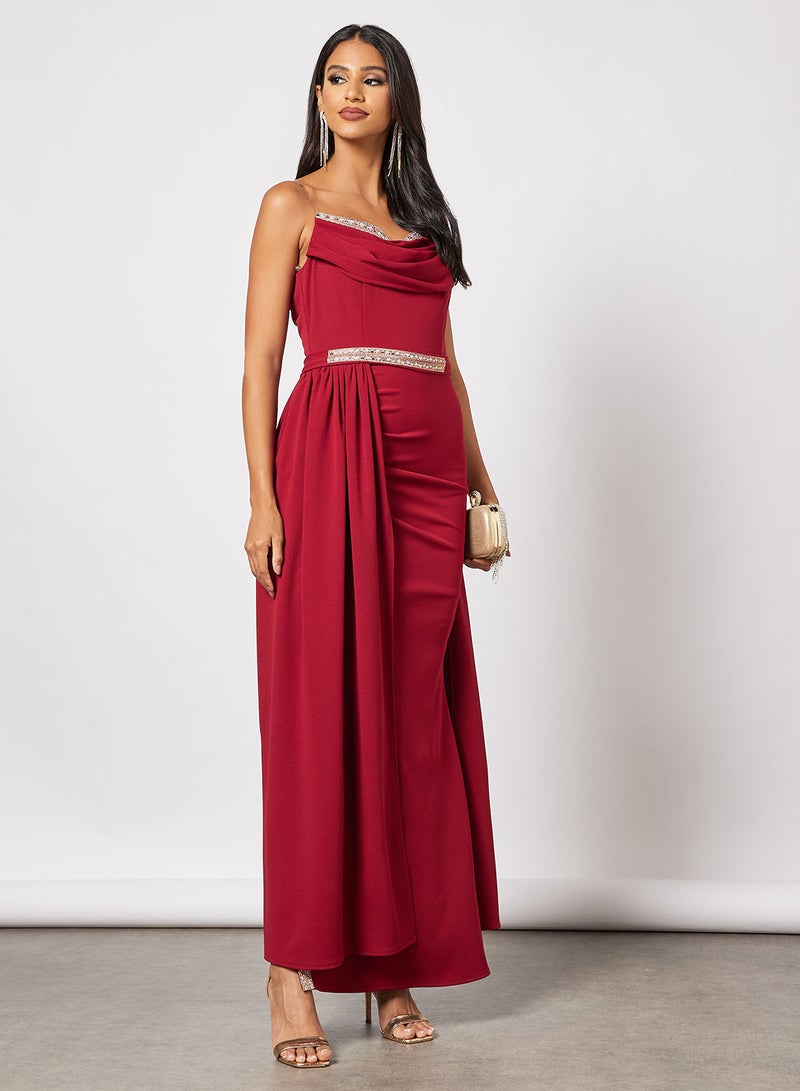 Zoey Strapless Cowl Neck Overlay Dress  - Image 4