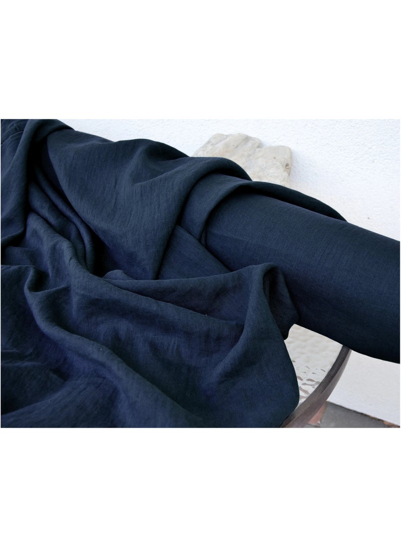 JewelOnPalette Linen Cotton Blend Fabric, Cut by The Yard for Dress, Blouse, Shirt, Craft and Embroidery - Dusty Blue - Image 1