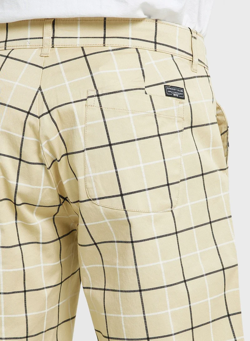 Thomas Scott Thomas Scott Men Checked Mid-Rise Slim Fit Sports Shorts
