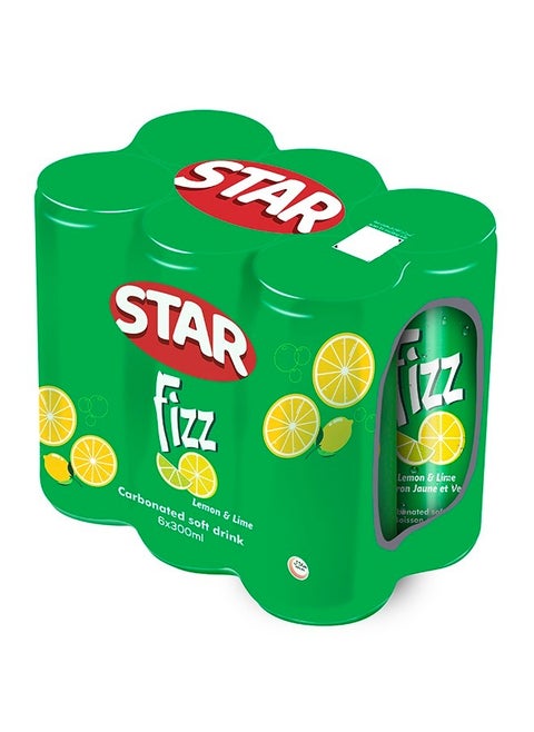 Fizz Lemon And Lime Carbonated Soft Drink Cans 6 x 300ml