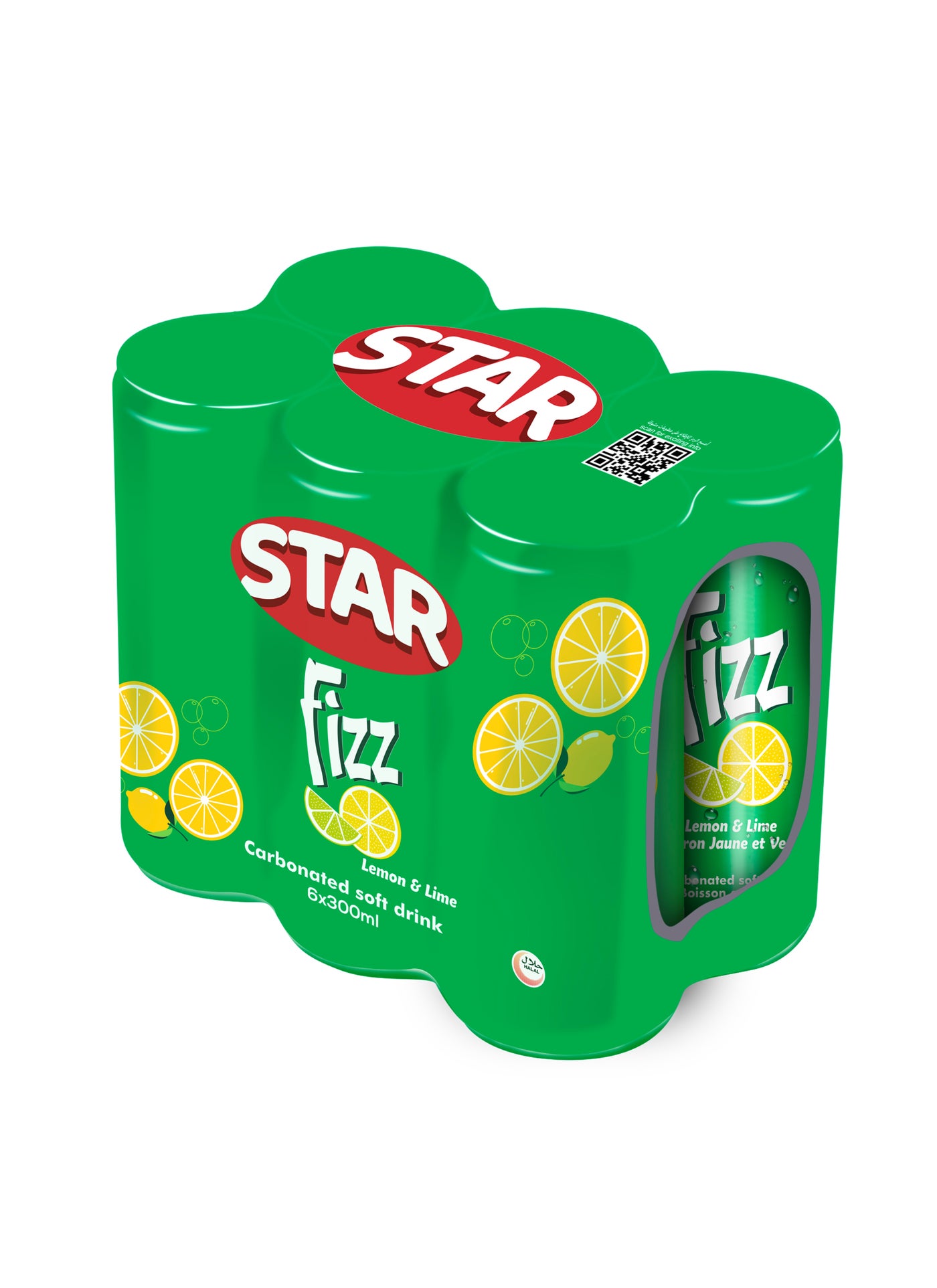 Star Fizz Lemon and Lime Carbonated Soft Drink Can 300ml Pack Of 6