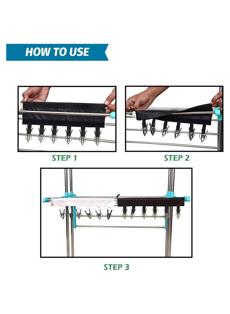 Carbon Steel Full Size Heavy Duty Double Pole 3 Layer Cloth Drying Stand, Laundry Rack Stand - Image 5