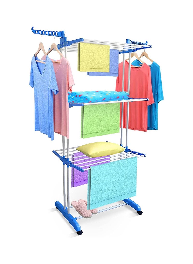 Carbon Steel Full Size Heavy Duty Double Pole 3 Layer Cloth Drying Stand, Laundry Rack Stand - Image 3