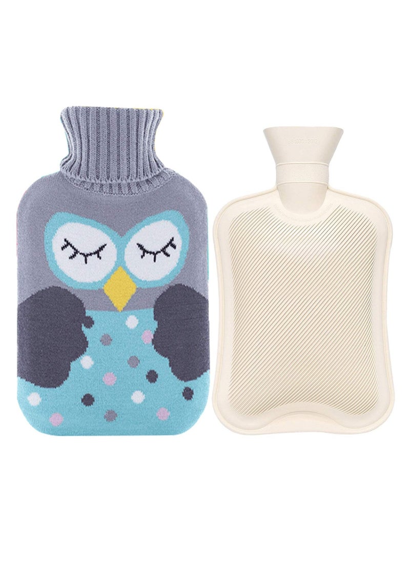 SYOSI 2L Hot Water Bottles with Removable Knitted Cover Washable Comfortable Natural Rubber Warm Bag for Neck and Shoulders Back Legs Waist  - Image 1