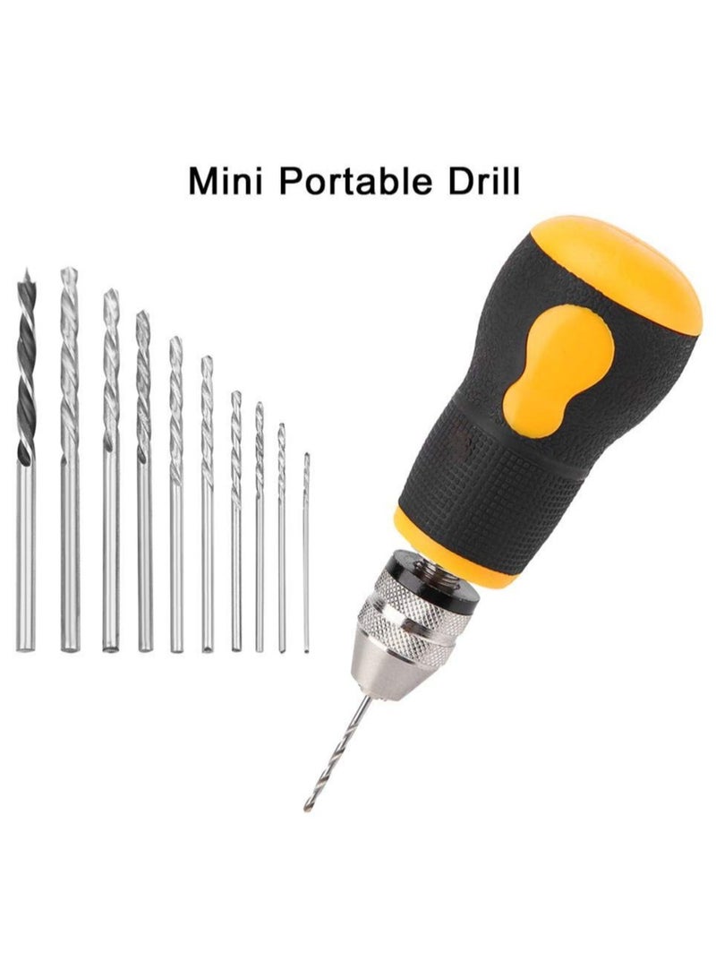 Excefore Hand Drill Tool, Portable Tool Set, Small Hand Drill & 10 pcs Twist Drill Bits 0.8-3.0mm Precision Woodworking Hand Drill for Model Jewelry Rotary Tools - Image 5