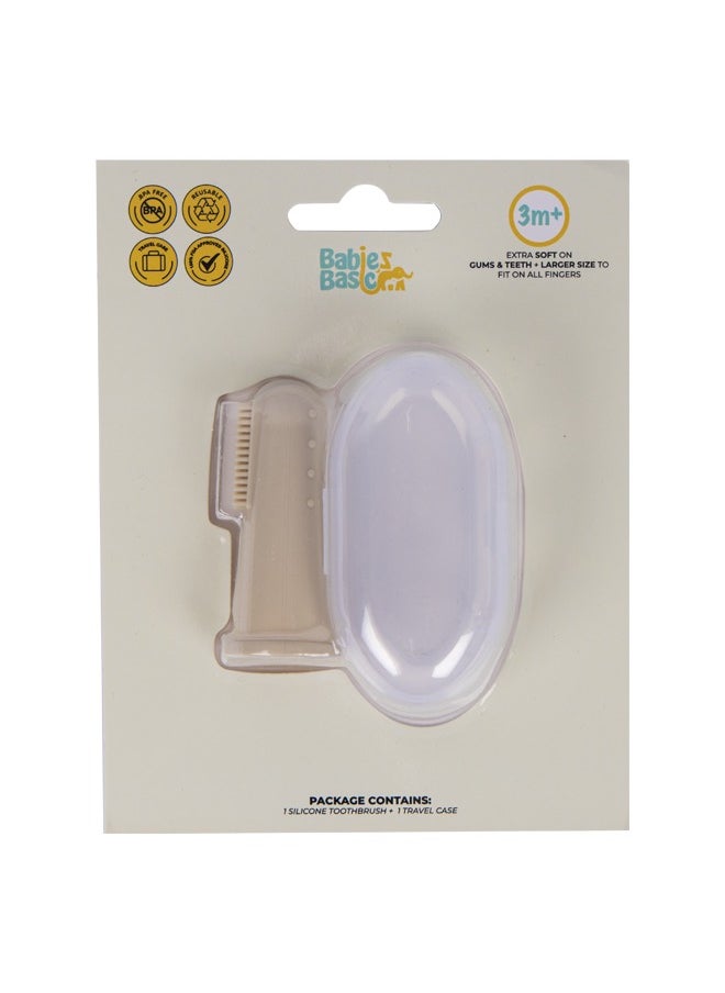 Babies Basic Toothbrush With Travel Case For Babies - Cream Silicone Toothbrush  - Image 1