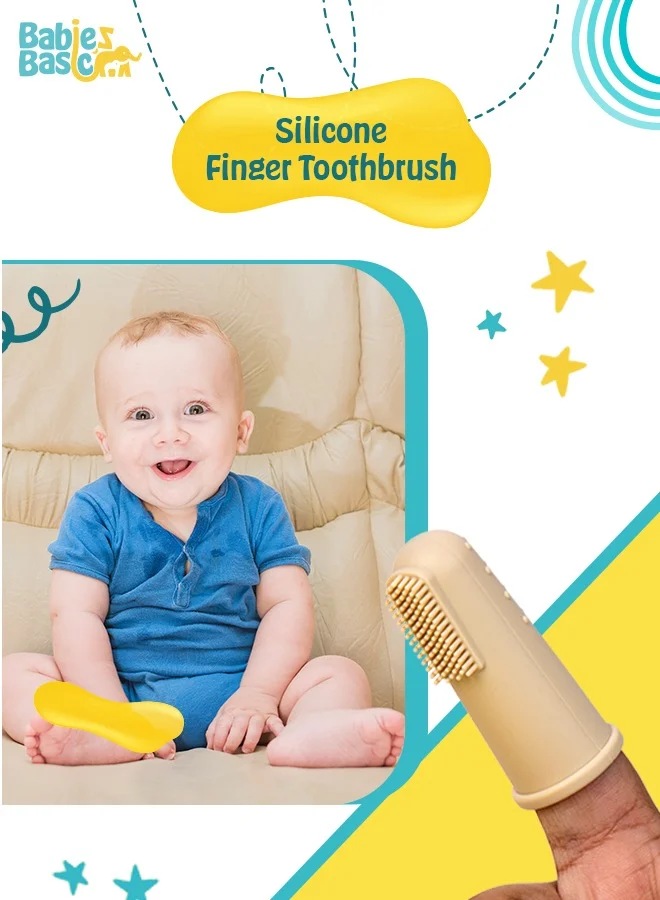 Babies Basic Toothbrush With Travel Case For Babies - Cream Silicone Toothbrush
