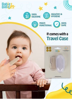 Babies Basic Toothbrush With Travel Case For Babies - Cream Silicone Toothbrush  - Image 3