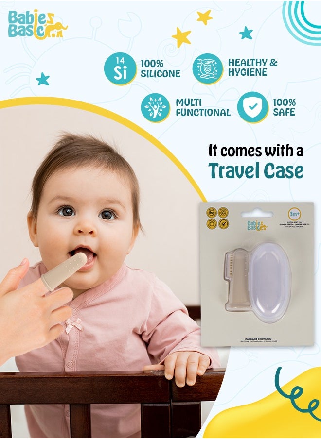 Babies Basic Toothbrush With Travel Case For Babies - Cream Silicone Toothbrush  - Image 3