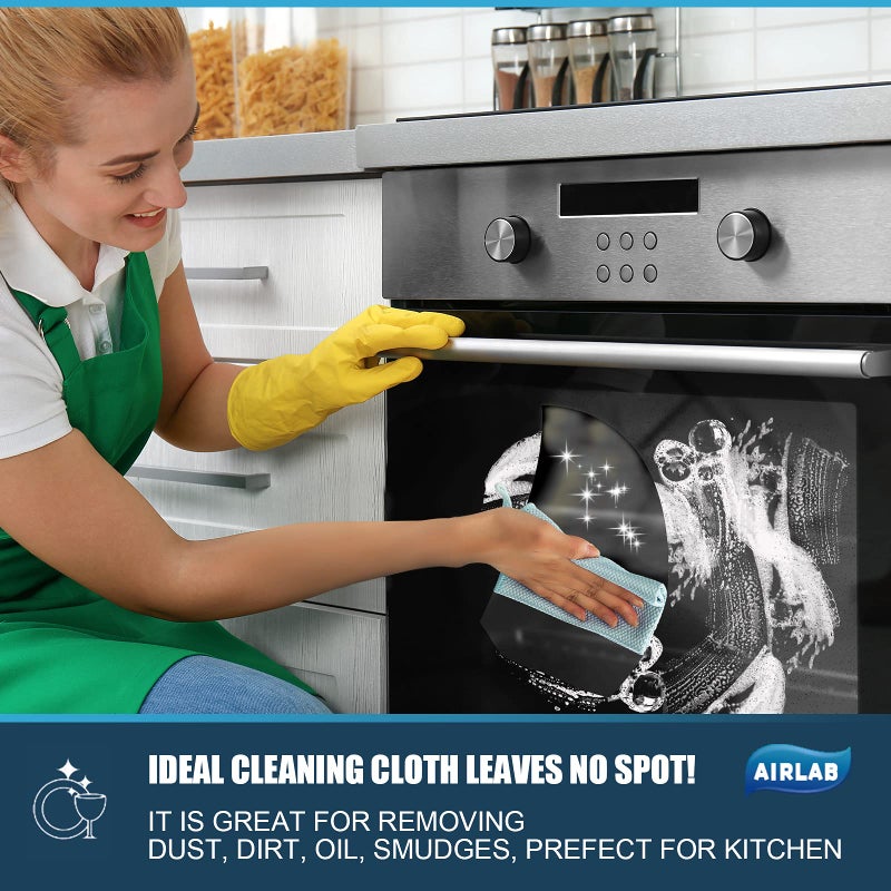 Airlab Streak Free Miracle Cleaning Cloths Easy Clean Nanoscale, Pack of 8, 12'' x 16'', Microfiber Polishing Windows Glass Lint Free Rags Stainless Steel Car Kitchen Reusable - Image 3