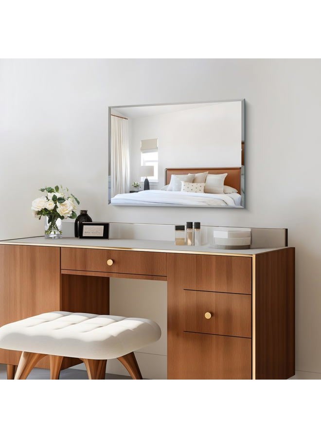 CILIBER 18x24 Beveled Mirror, Frameless Beveled Bathroom Mirrors for Wall, Upgraded Shatterproof Rectangle Vanity Mirror with Beveled Edge for Bathroom, Bedroom, Living Room and Entryway - Image 2