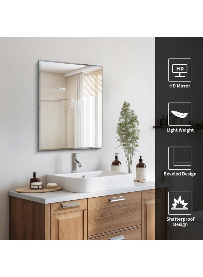 CILIBER 18x24 Beveled Mirror, Frameless Beveled Bathroom Mirrors for Wall, Upgraded Shatterproof Rectangle Vanity Mirror with Beveled Edge for Bathroom, Bedroom, Living Room and Entryway - Image 5