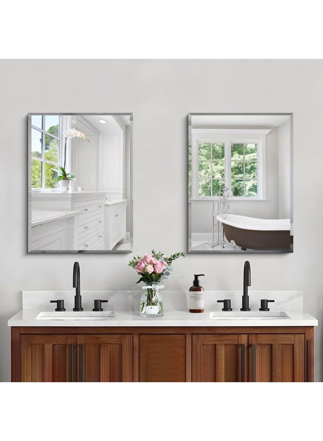 CILIBER 18x24 Beveled Mirror, Frameless Beveled Bathroom Mirrors for Wall, Upgraded Shatterproof Rectangle Vanity Mirror with Beveled Edge for Bathroom, Bedroom, Living Room and Entryway - Image 3