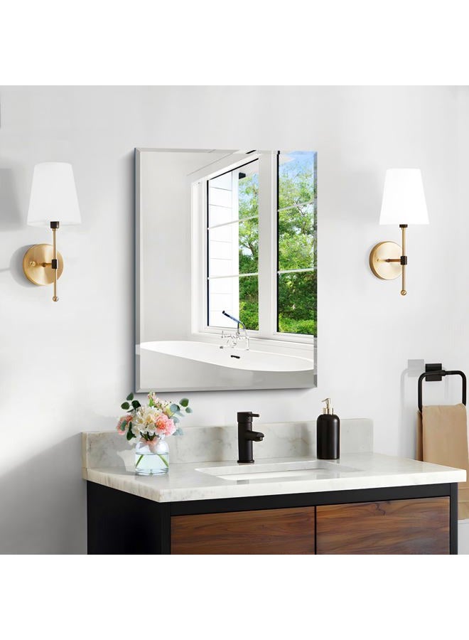 CILIBER 18x24 Beveled Mirror, Frameless Beveled Bathroom Mirrors for Wall, Upgraded Shatterproof Rectangle Vanity Mirror with Beveled Edge for Bathroom, Bedroom, Living Room and Entryway - Image 1