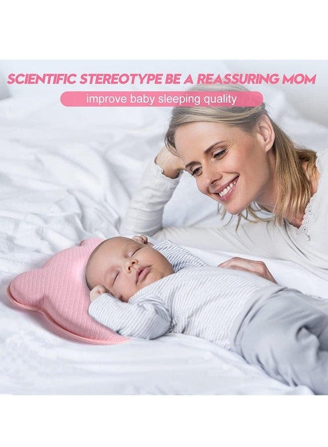 ميكسد وسادة سفر الطفل ، ناعمة ومريحة مسند رأس الطفل حديث الولادة تمنع عربة الطفل حوض إدراج رأس ورقبة دعم تصميم مسطح ناعم ومريح ، وردي - Image 3