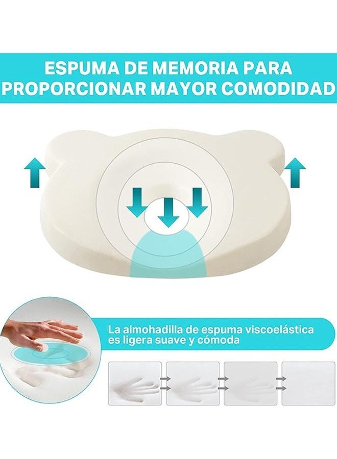 ميكسد وسادة سفر الطفل ، ناعمة ومريحة مسند رأس الطفل حديث الولادة تمنع عربة الطفل حوض إدراج رأس ورقبة دعم تصميم مسطح ناعم ومريح ، وردي - Image 4