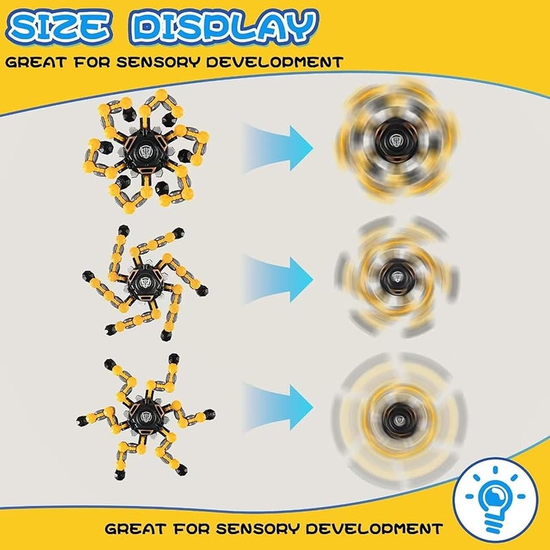 Chilvil 3PCS Easter Basket Stuffer Transformable Fidget Spinner Toys Bulk for Kids Boys Mini Figette Chains Set Small Cool Sensory Figet Gyro Pack for School Classroom Party Favor Valentines Boy Gift - Image 3