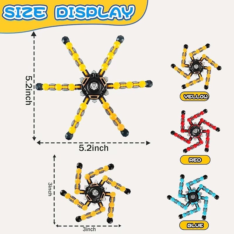 Chilvil 3PCS Easter Basket Stuffer Transformable Fidget Spinner Toys Bulk for Kids Boys Mini Figette Chains Set Small Cool Sensory Figet Gyro Pack for School Classroom Party Favor Valentines Boy Gift - Image 2