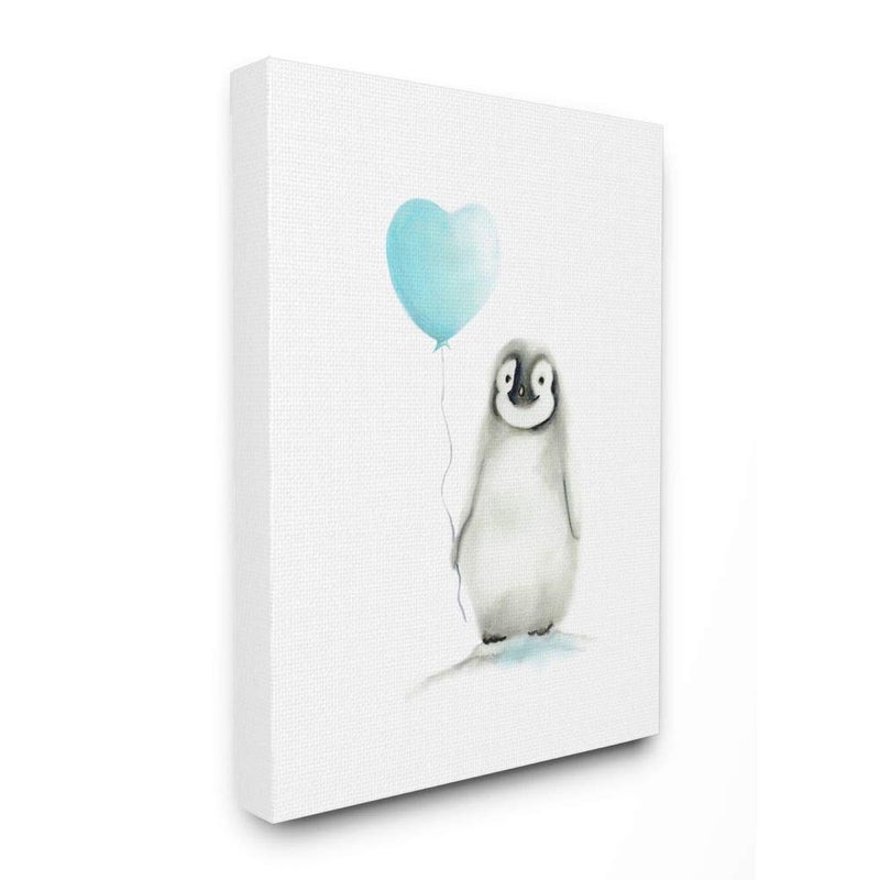 Stupell Industries Baby Penguin with Blue Balloon Stretched Canvas Wall Art 16 x 15 x 20 Proudly Made in USA