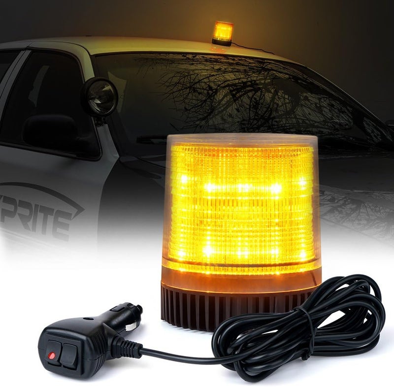 Xprite Amber LED Beacon Light, Forklift Strobe Lights w/Magnetic Base for Construction Vehicles, TowTrucks, Security Patrol, Postal, Golf Carts, UTV ATV, Snow Plows - Image 1