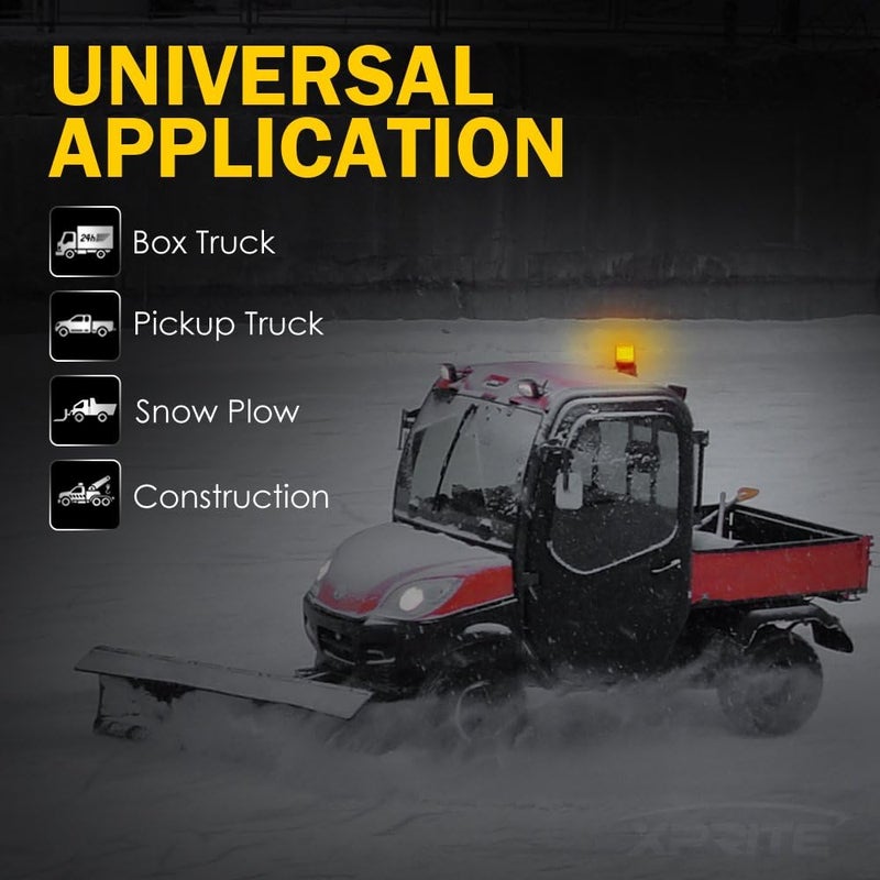 Xprite Amber LED Beacon Light, Forklift Strobe Lights w/Magnetic Base for Construction Vehicles, TowTrucks, Security Patrol, Postal, Golf Carts, UTV ATV, Snow Plows - Image 4