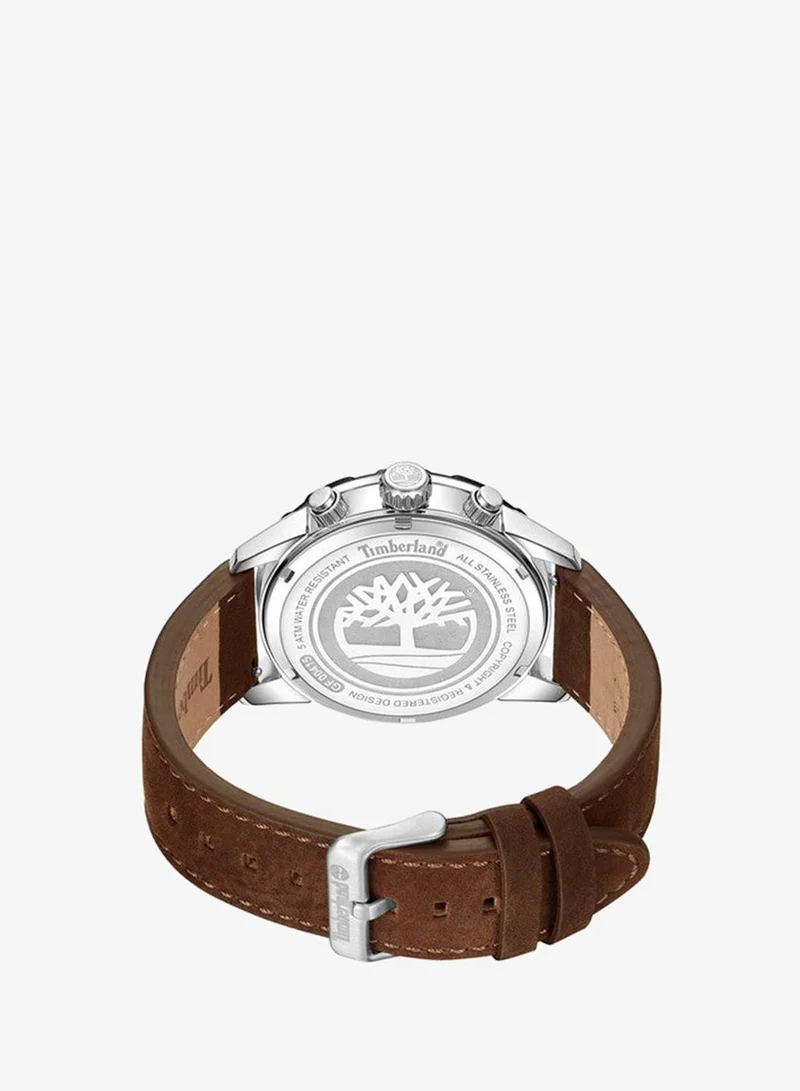 تمبرلاند Timberland Kennebunk Multifunction - Mens Watch - Steel Case, Green Dial, Brown Leather Strap