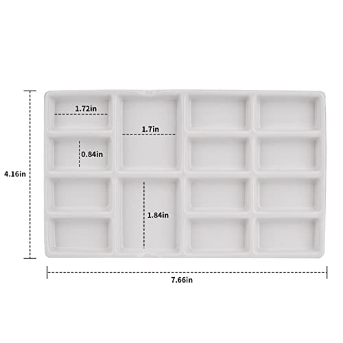 PEDORUBY 8 Inch 14 Wells Artist Ceramic Paint Palette, Rectangle Ceramic 14-Wells, White - Image 2
