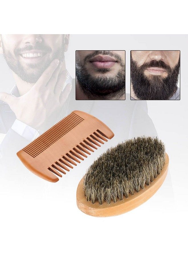 Sonew Men Beard Care Kit Beard Grooming Kit Mustache Oval Brush And Beard Comb Cleaning Grooming Tool Helps Softening And Conditioning Mustaches - Image 3