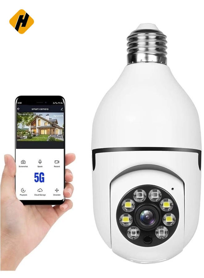 HuHa 360 Degree Security Cameras Wireless Outdoor, 2.4GHz & 5G WiFi Light Bulb Camera, 1080p Wireless Cameras for Home Security, Indoor Security Camera System, Motion Detection, Two-Way Audio  - Image 1