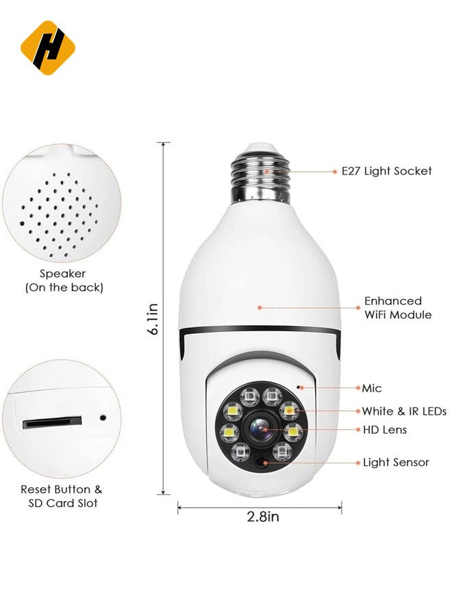 HuHa 360 Degree Security Cameras Wireless Outdoor, 2.4GHz & 5G WiFi Light Bulb Camera, 1080p Wireless Cameras for Home Security, Indoor Security Camera System, Motion Detection, Two-Way Audio  - Image 4