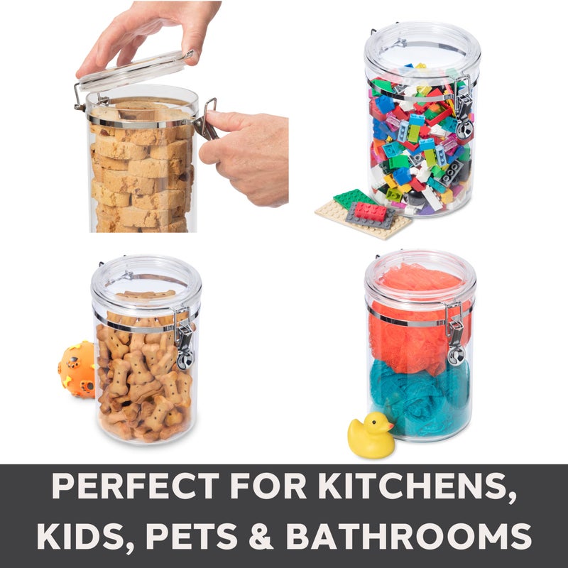 Oggi 4pc Clear Canister Set with Clamp Lids & Spoons - Airtight Food Storage Containers, Ideal for Kitchen & Pantry Storage of Bulk, Dry Food Including Flour, Sugar, Coffee, Rice, Tea, Spices & Herbs - Image 5