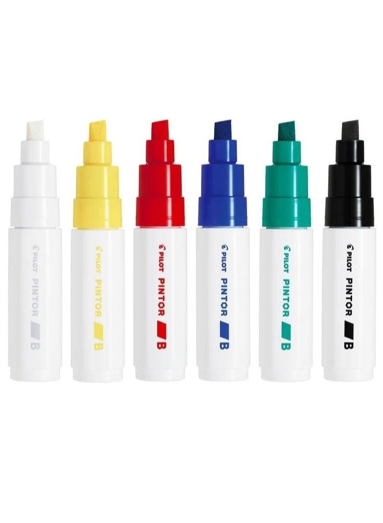 PILOT مجموعة أقلام الطلاء المائية من بايلوت - 6 ألوان أساسية - حجم عريض/كبير 8.0 مم - Image 2