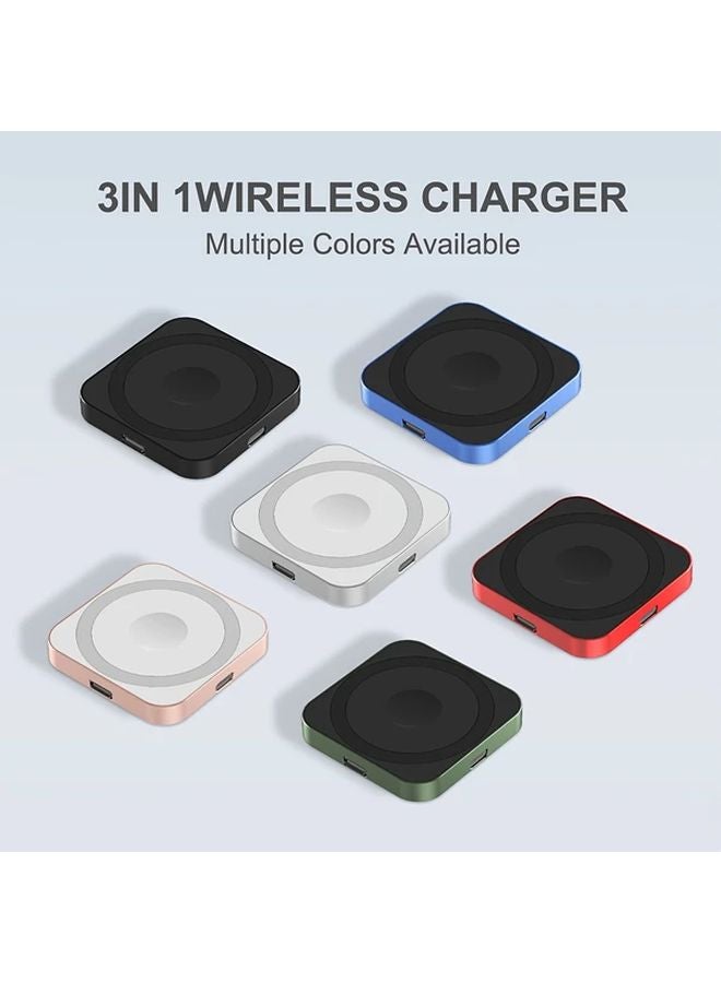 Red 3 In 1 Magnetic Wireless Charger 15W Fast Charging For Iphone Phone Watch Earbuds - Image 3