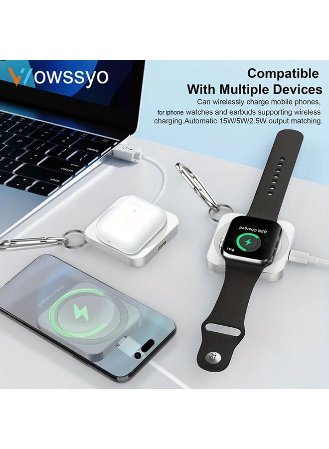 Red 3 In 1 Magnetic Wireless Charger 15W Fast Charging For Iphone Phone Watch Earbuds - Image 1