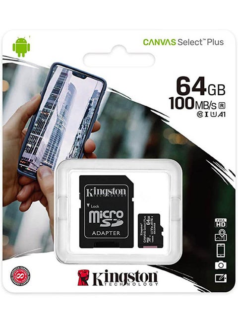 بطاقة Micsdxc Micro Sd مع محول Canvas Select Plus - 64 جيجا بايت