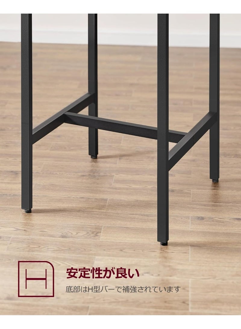 3-Piece Bar Table and Stools Set, Industrial High Table with 2 Chairs, Space-Saving Dining Set for Kitchen, Breakfast Nook, Home Bar – Rustic Brown & Black - Image 2