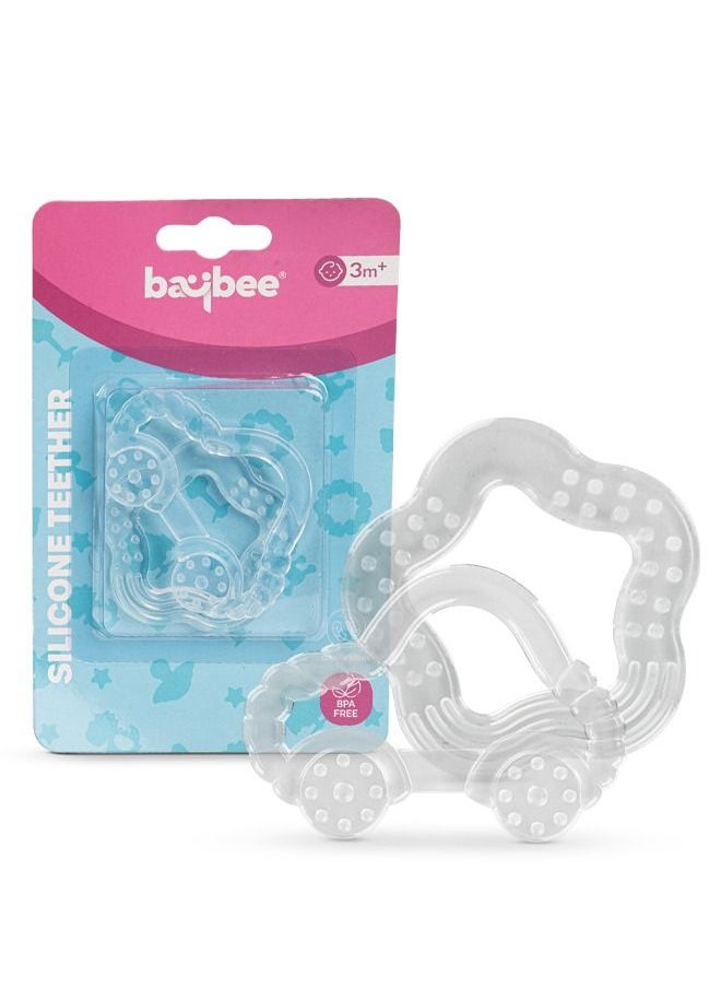 BAYBEE - Natural Silicone Teether for baby Free and Food Grade Silicone Teether for Babies to Soothe their gums Easy to Grasp Chew Teething toy Teether for Baby - Image 1