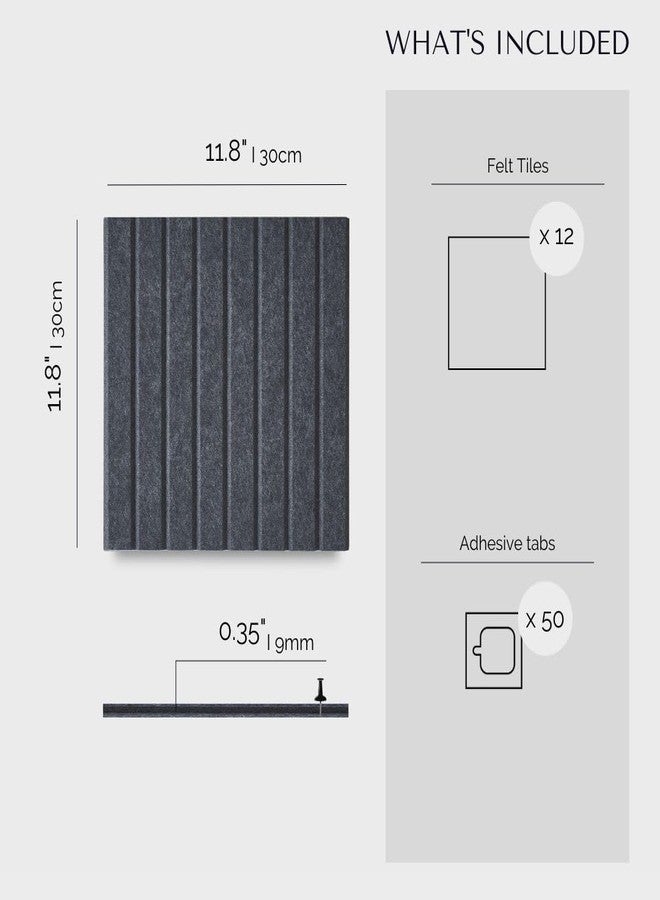 VIVELDA Large Cork Board for Office Black Felt Board Alternative - Slat Wall Paneling, Felt Bulletin Board Tiles for Office Decor, Push pin Board Desk Backboard panel-12-Pack (Moonstone) - Image 5