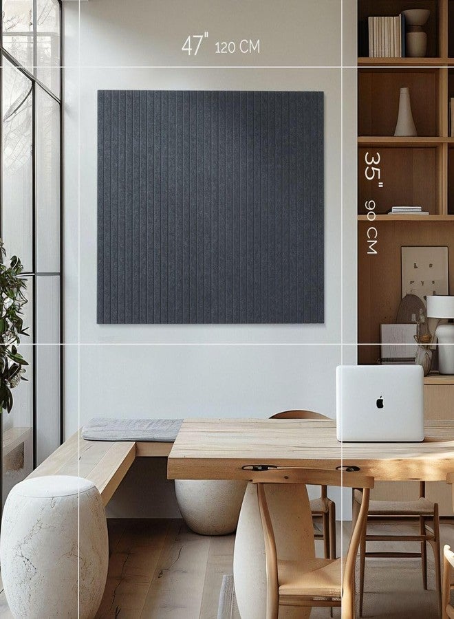 VIVELDA Large Cork Board for Office Black Felt Board Alternative - Slat Wall Paneling, Felt Bulletin Board Tiles for Office Decor, Push pin Board Desk Backboard panel-12-Pack (Moonstone) - Image 2