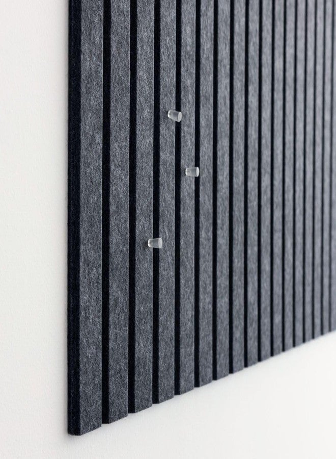 VIVELDA Large Cork Board for Office Black Felt Board Alternative - Slat Wall Paneling, Felt Bulletin Board Tiles for Office Decor, Push pin Board Desk Backboard panel-12-Pack (Moonstone) - Image 3