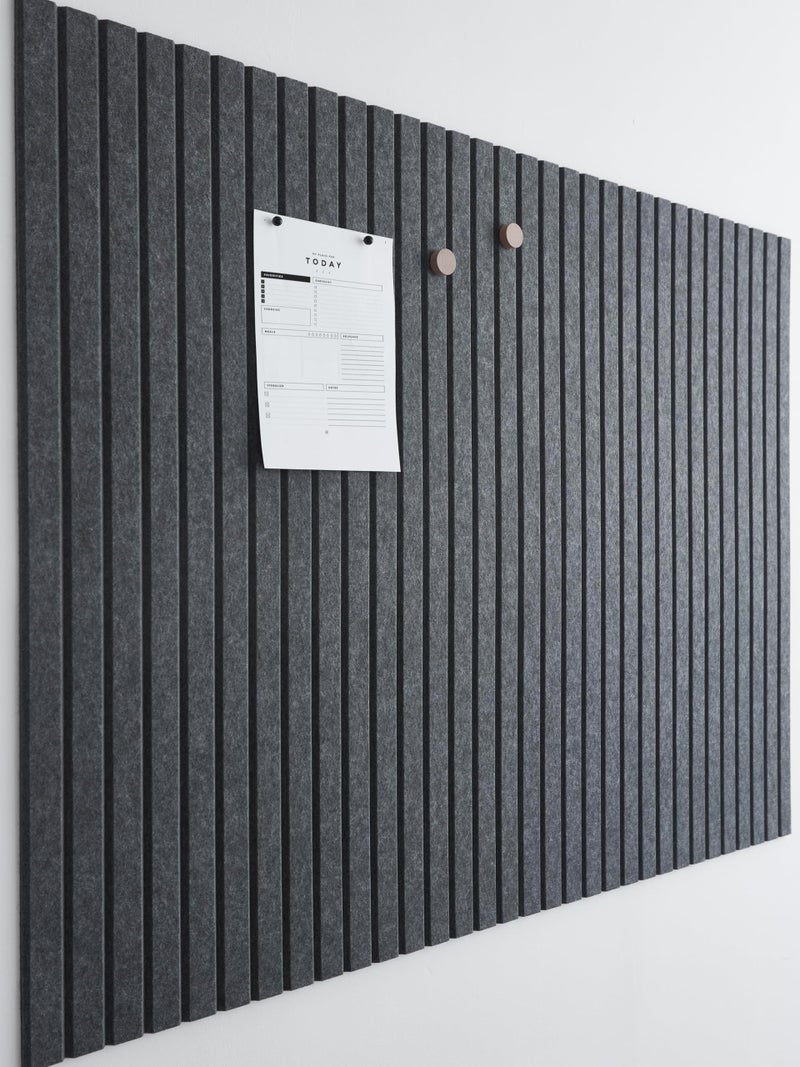 VIVELDA Large Cork Board for Office Black Felt Board Alternative - Slat Wall Paneling, Felt Bulletin Board Tiles for Office Decor, Push pin Board Desk Backboard panel-12-Pack (Moonstone) - Image 1