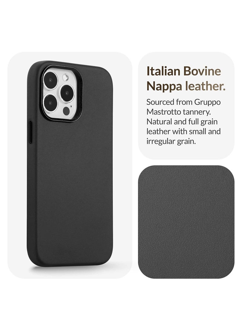 Raxoom For iPhone 14 Pro Max European Nappa Leather Case - Smoothen and Soften Over Time - Compatible with Magsafe - Image 3