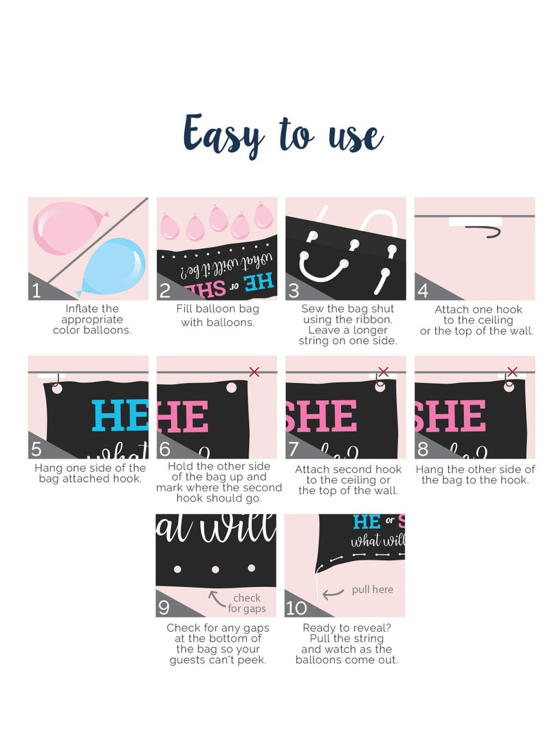 KASTWAVE Baby Gender Reveal Balloon, Party Supplies Kit with Decorations Games Gender Balloon He or She, What Will it Be?, Party Games Kit - Image 3