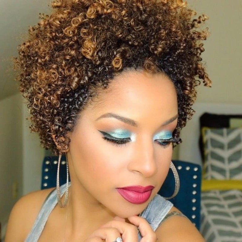 Ms Taj Short Afro Kinky Curly Human Hair Wigs for Black Women Brazilian Virgin Short Curly Afro Wigs None Lace 150 Density Unprocessed Afro Wig Human Hair Curly Machine Made DX 43330