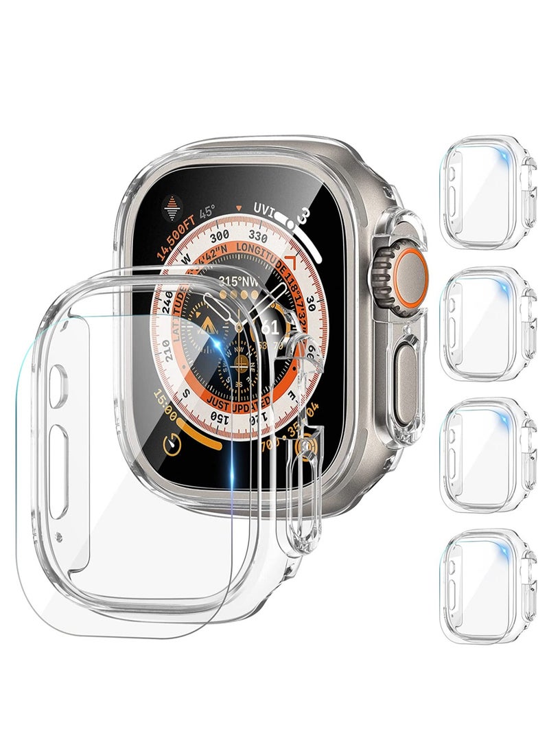 ELTRAZONE [4 Pack] DABAOZA Compatible for Apple Watch Ultra Screen Protector and Case 49mm, Anti-Fog Tempered Glass Protector Film with PC Hard Bumper Cover for iWatch Ultra 49mm(Clear) - Image 1