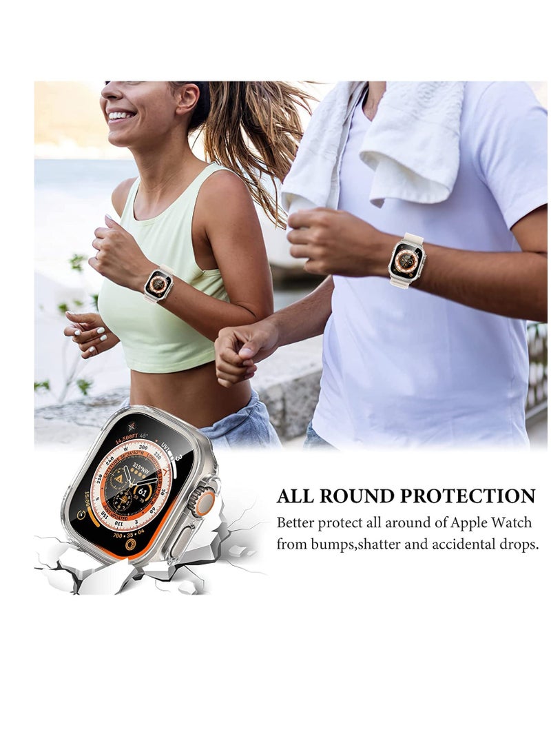 ELTRAZONE [4 Pack] DABAOZA Compatible for Apple Watch Ultra Screen Protector and Case 49mm, Anti-Fog Tempered Glass Protector Film with PC Hard Bumper Cover for iWatch Ultra 49mm(Clear) - Image 3