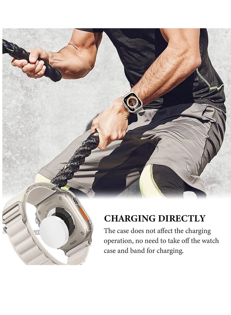 ELTRAZONE [4 Pack] DABAOZA Compatible for Apple Watch Ultra Screen Protector and Case 49mm, Anti-Fog Tempered Glass Protector Film with PC Hard Bumper Cover for iWatch Ultra 49mm(Clear) - Image 2