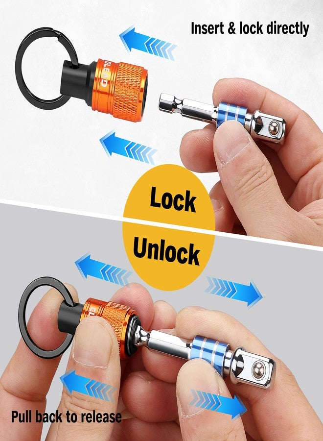 ELEAD 6-Piece Bit Holder Key Chain, 1/4 inch Orange Hex Shank Bit Holders, Quick Release Design with Keychain Carabiner for Nut Driver, Screwdriver & Drill Bits, Tools Gifts for Men - Image 5